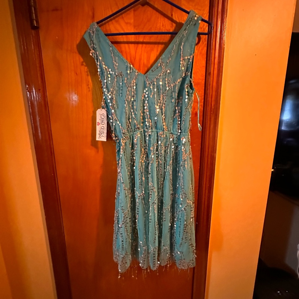 New teal sequin southern fried dress.